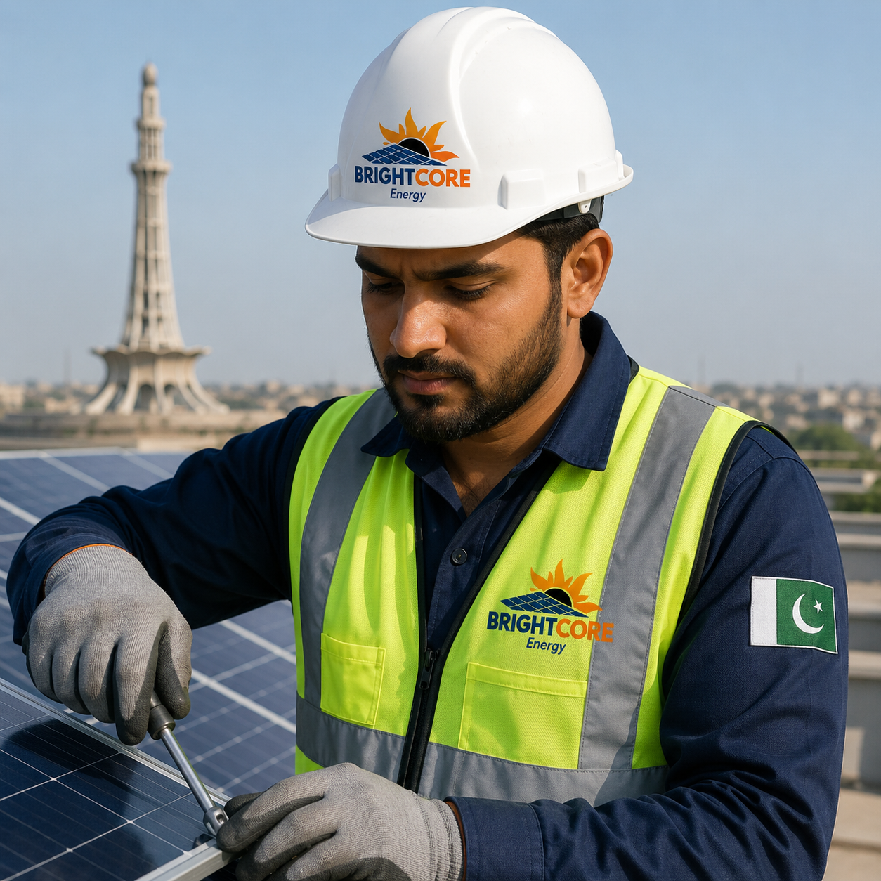 Solar energy engineers inspecting a solar installation